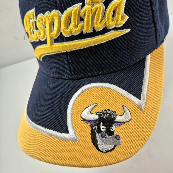 Spain España Embroidered Bull Souvenir Hat Cap NWOT Blue/Yellow Wool Blend Rare. - Picture 7 of 9